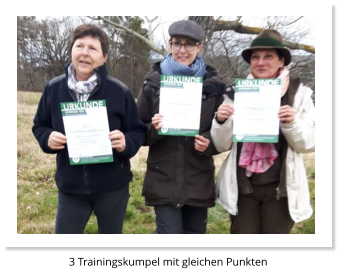 3 Trainingskumpel mit gleichen Punkten